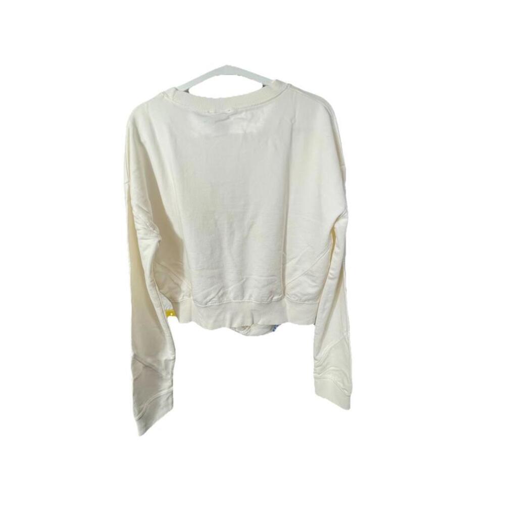 NWT Mono B Twist-Front Terry 100% Cotton Long Sleeve White/Ivory Pullover Sz L - Picture 2 of 6
